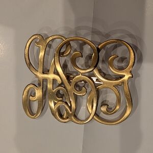 Gold Script Monogram Brooch - Elegant Women's Jewelry